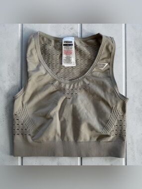 NWOT Gymshark Energy Seamless Beige Taupe Gym Crossfit Workout Crop Top Women S